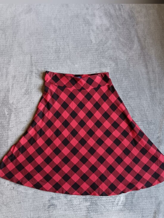 Chaps Dresses & Skirts - Red Black Plaid A-Line Skirt By Chaps, 100% Cotton, Medium, Soft Stretchy Comfy